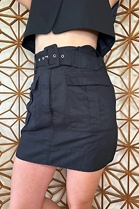 Linen Blend Cargo Skirt with Belt Selected by Picky Jane