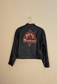 Vintage Harley Davidson Cropped Leather Jacket
