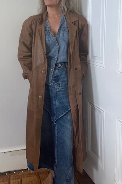 Vintage Brown Leather Long Coat Selected by KA.TL.AK