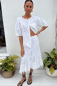 Cotton Vine Embroidered Skirt Set Selected by Madly Vintage