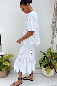Cotton Vine Embroidered Skirt Set Selected by Madly Vintage