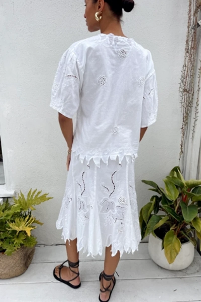 Cotton Vine Embroidered Skirt Set Selected by Madly Vintage