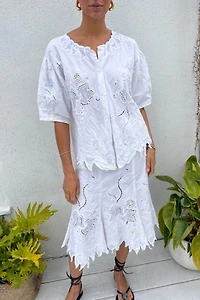 Cotton Vine Embroidered Skirt Set Selected by Madly Vintage