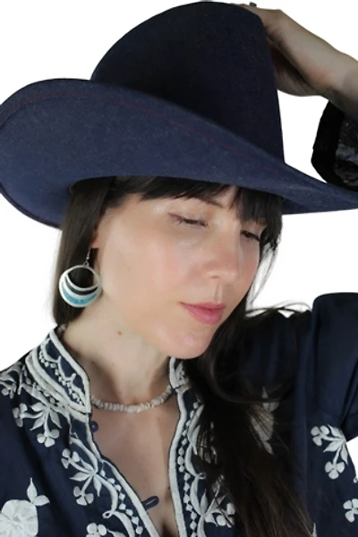 1980s Denim Cowboy Hat Selected By Moons + Junes Vintage