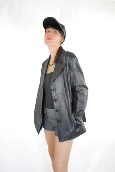 1990s Black Leather Moto Jacket Selected By Moons + Junes Vintage