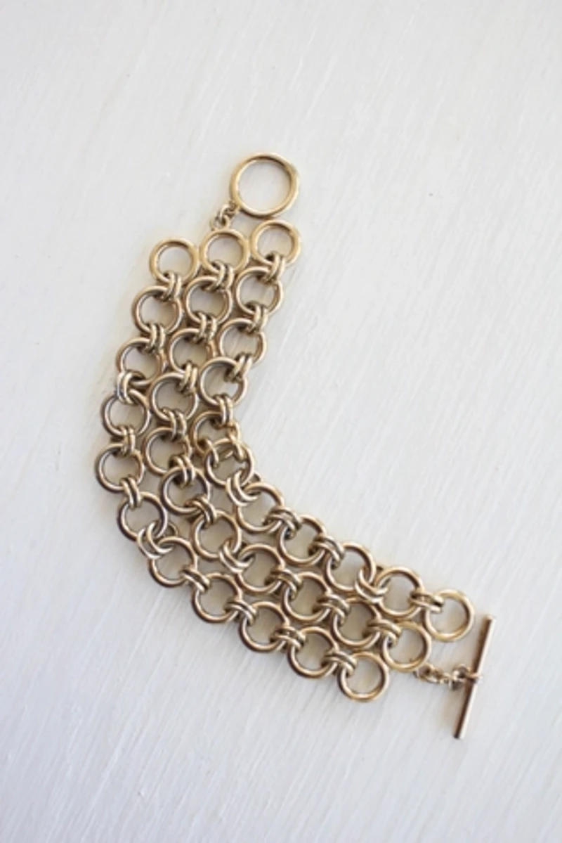 Vintage Gold Chain Link Cuff Bracelet Selected By Moons + Junes Vintage
