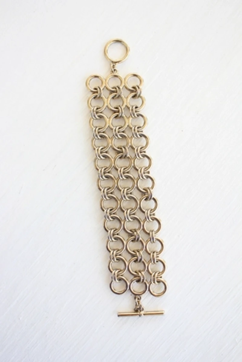 Vintage Gold Chain Link Cuff Bracelet Selected By Moons + Junes Vintage