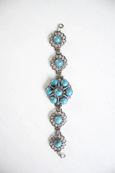 Vintage Turquoise Austro-Hungarian Silver Bracelet Selected By Moons + Junes Vintage