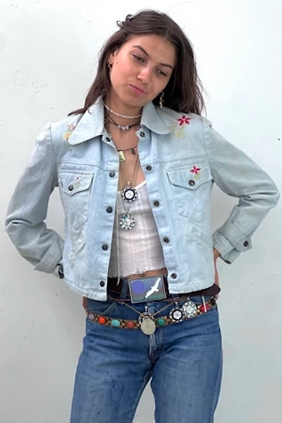 Vintage Hand Embroidered Denim Jean Jacket Selected by Anna Corinna