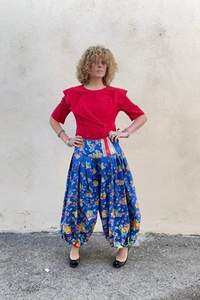 Vintage Blue Fruit Print Balloon Pants Selected by The Curatorial Dept.