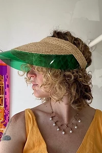 Woven Rattan Hat with Purple and Yellow Detail Selected by The Curatorial Dept.