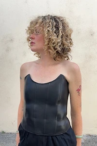 Miaou Black Vegan Leather Bustier Selected by The Curatorial Dept.