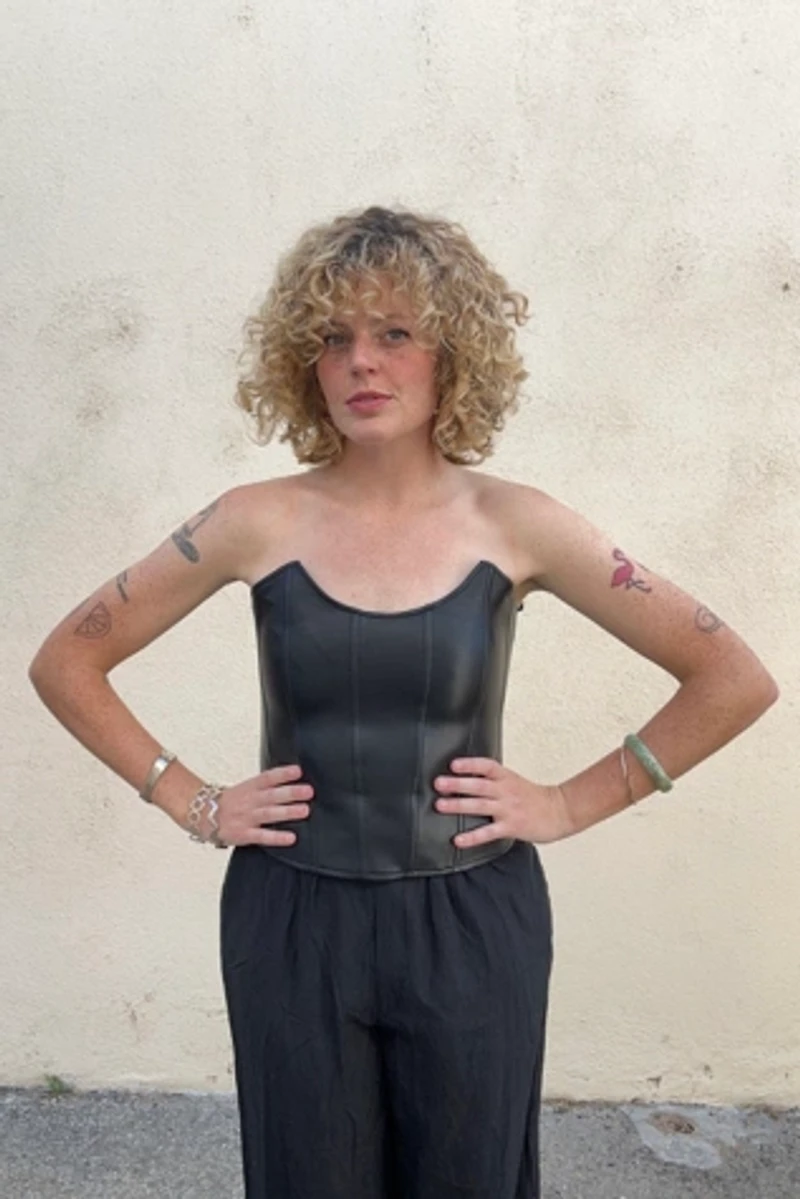 Miaou Black Vegan Leather Bustier Selected by The Curatorial Dept.