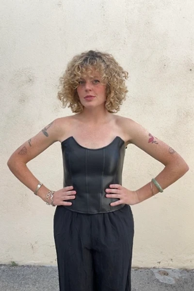 Miaou Black Vegan Leather Bustier Selected by The Curatorial Dept.
