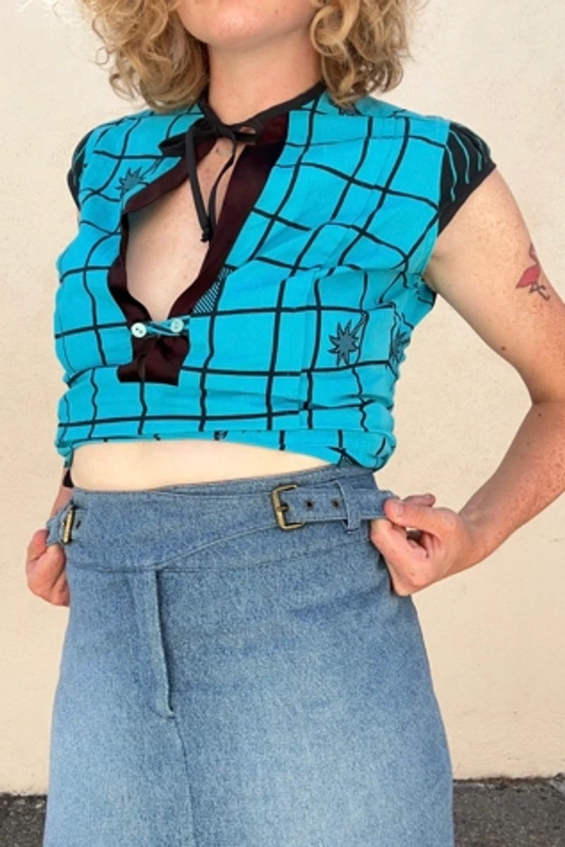 Celine Denim Waist Buckle Mini Skirt Selected by The Curatorial Dept.