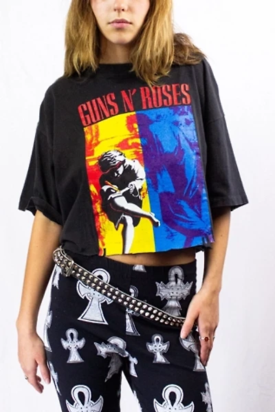 Vintage 1991 Guns N Roses Makin' A Fashion Statement Cropped Concert T Shirt Selected by Black Shag Vintage
