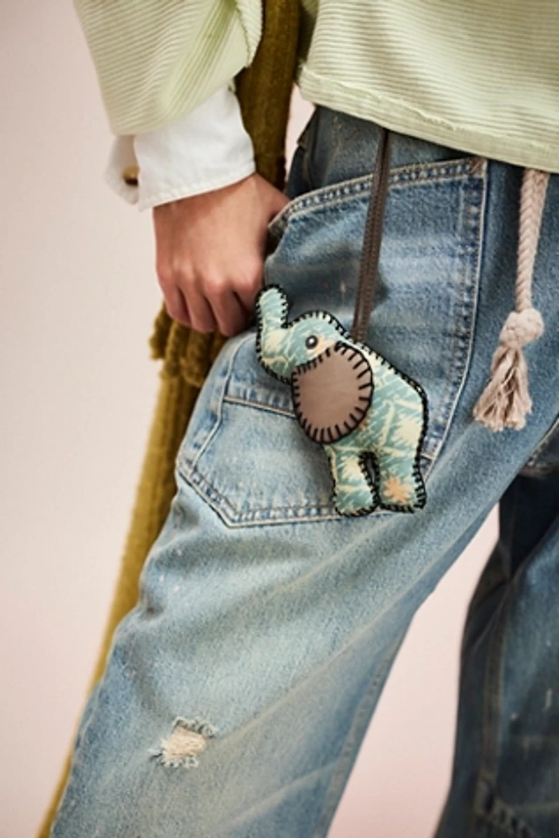 Kantha Elephant Bag Charm