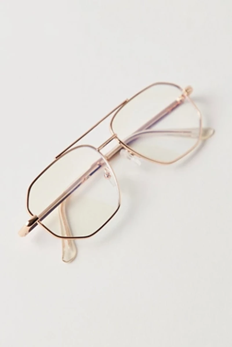 Peter Retro Oversized Blue-Light Aviator Glasses