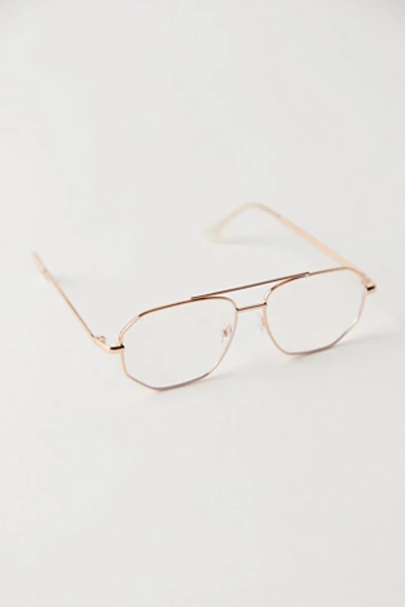 Peter Retro Oversized Blue-Light Aviator Glasses