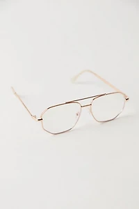 Peter Retro Oversized Blue-Light Aviator Glasses