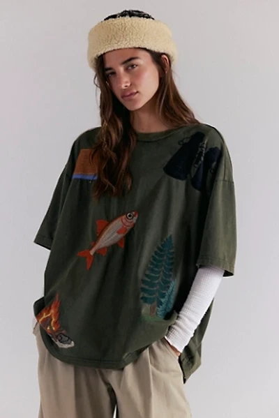 Denim and Bone Dinner Party Embroidered Tee