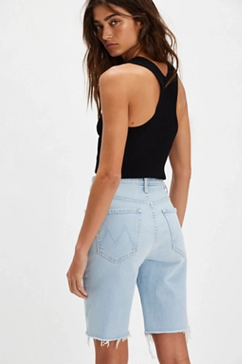 MOTHER High-Rise Rider Bermuda Fray Shorts