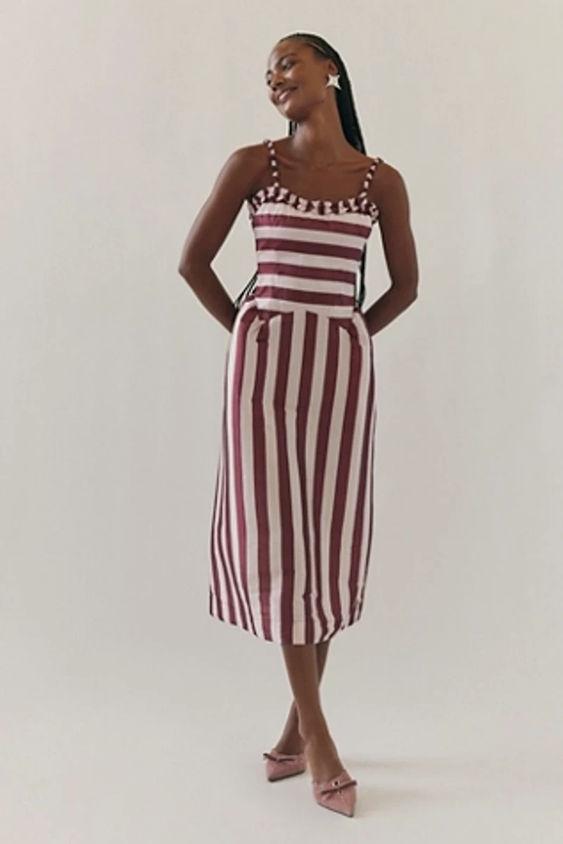 Damson Madder Rachel Ruffle Midi Dress