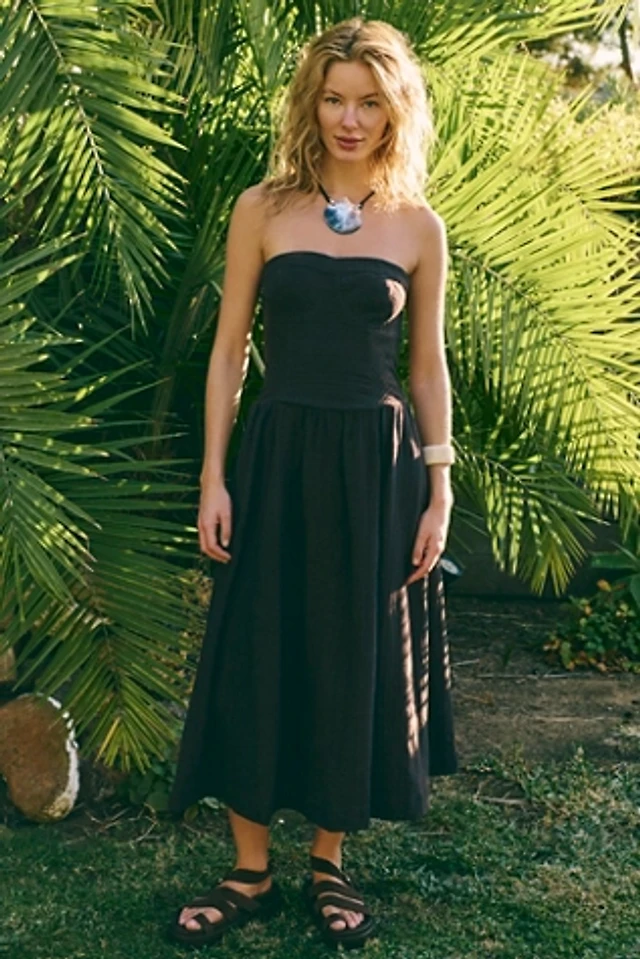 slim fit dress slacks City of Stars Strapless Maxi Dress Floral Yellow XS main image 1