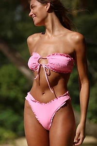 Stone Fox Swim Cleo Smocked Bandeau Bikini Top