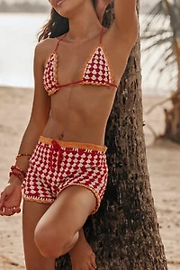 It's Now Cool The Printed Crochet Triangle Bikini Top