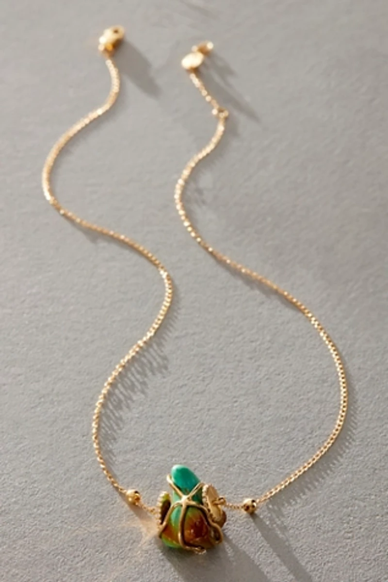 BaYou Single Turquoise and Diamond Necklace