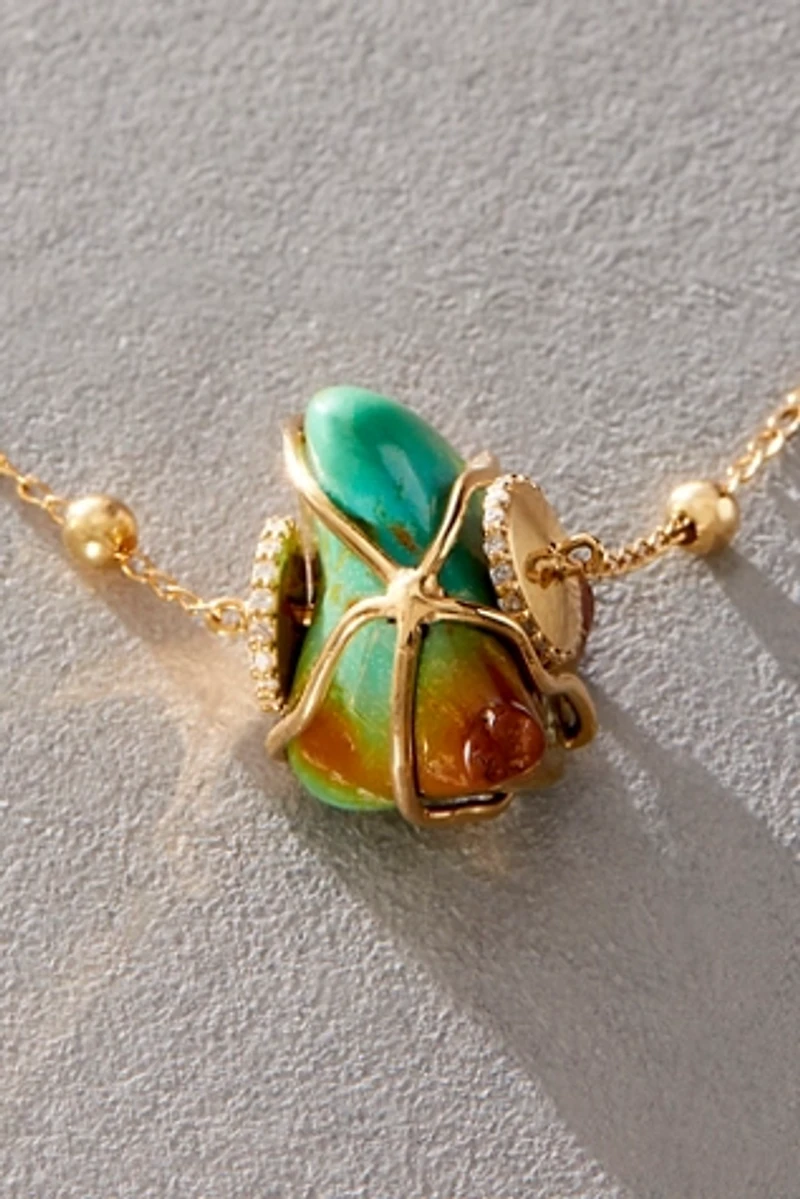BaYou Single Turquoise and Diamond Necklace