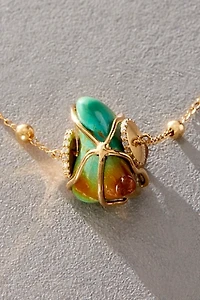 BaYou Single Turquoise and Diamond Necklace