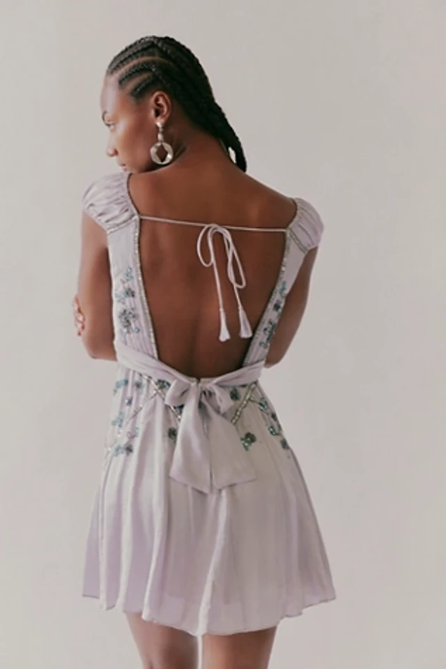 bali juliet embroidered mini dress Pink Butterfly Dress