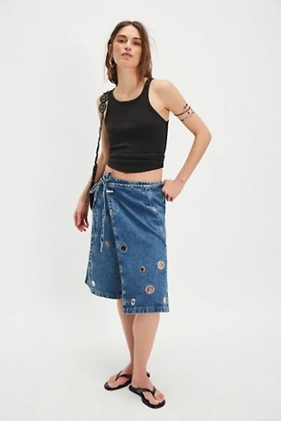 Closed Wrap Grommet Midi Skirt