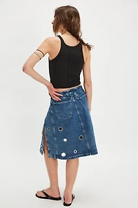 Closed Wrap Grommet Midi Skirt