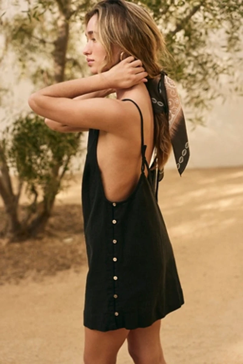 Beachside Cotton-Linen Mini Dress