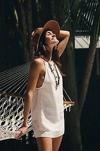 Beachside Cotton-Linen Mini Dress