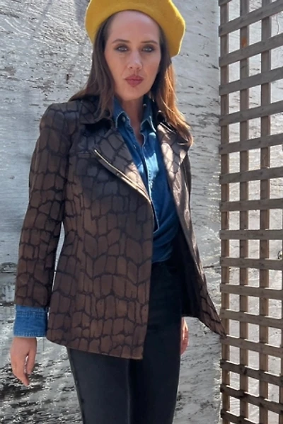Vintage 1990s Selected Crocodile Pattern Motorcycle Blazer by Personal Choice