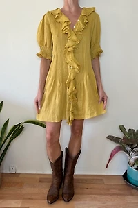 Canary Yellow Doen Pintuck Ruffle Henri Dress Selected by Picky Jane