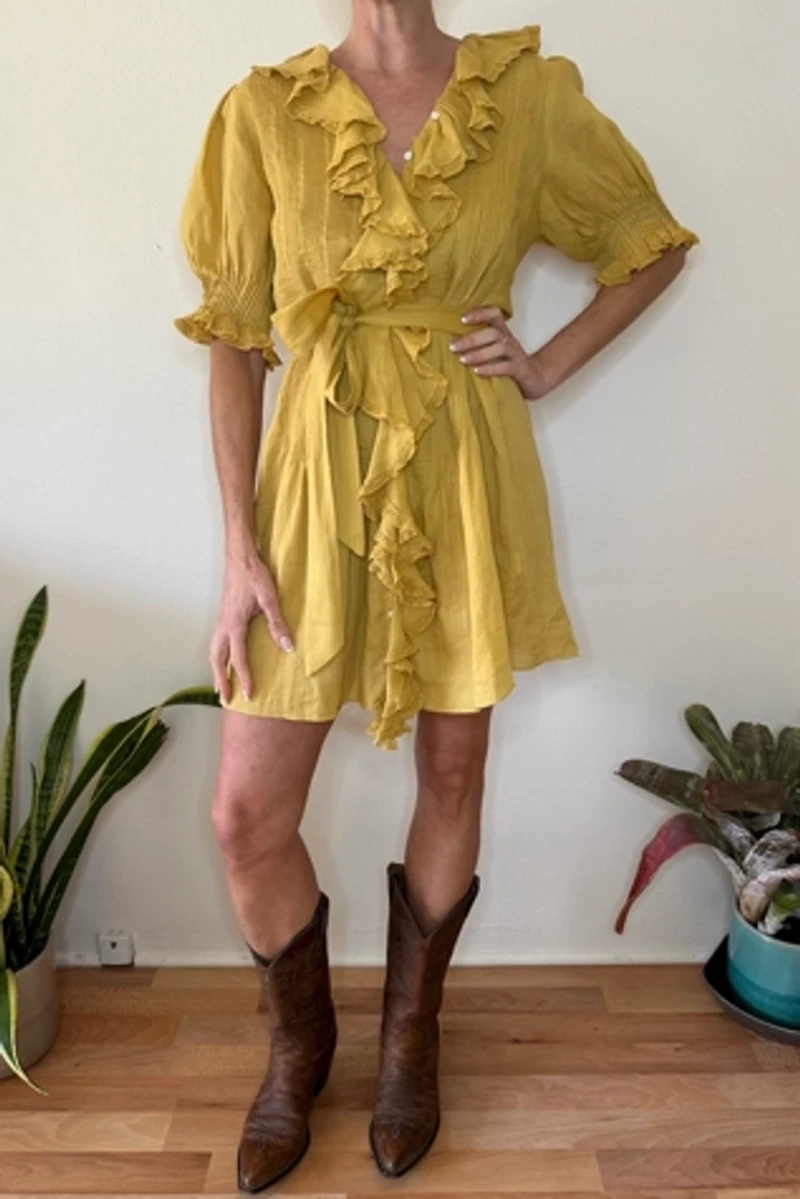 Canary Yellow Doen Pintuck Ruffle Henri Dress Selected by Picky Jane
