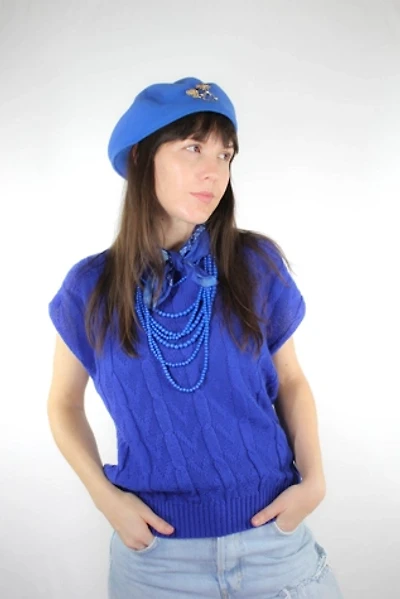 Vintage Multi-Strand Blue Beaded Necklace Selected By Moons + Junes Vintage