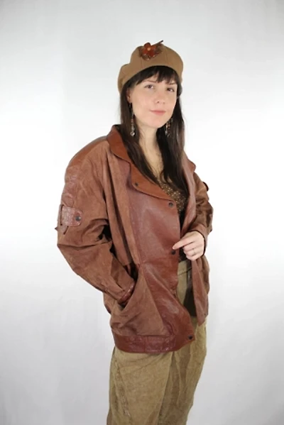 1980s Suede Leather Oversized Bomber Jacket Selected By Moons + Junes Vintage