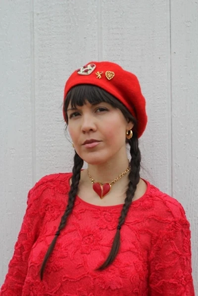 Chapel of Love Red Wool Brooch Beret Selected By Moons + Junes Vintage