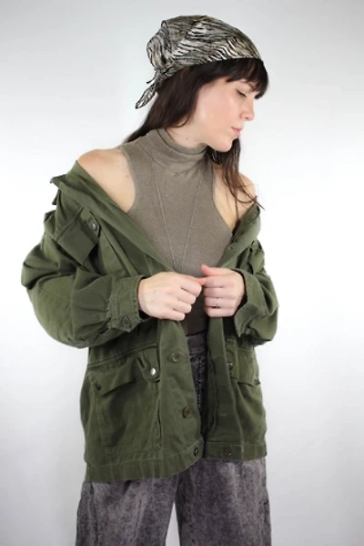 Vintage Army Green Button Down Jacket Selected By Moons + Junes Vintage