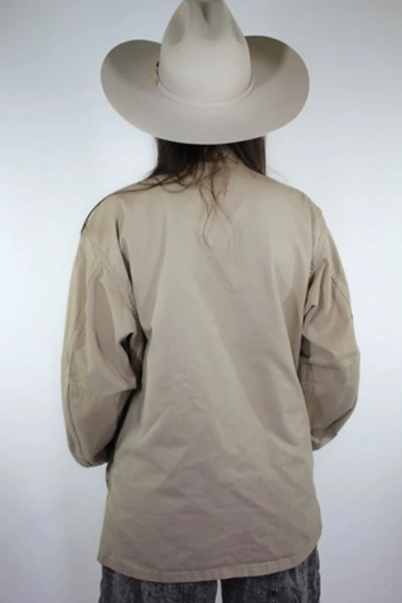 Vintage Khaki Military Button Down Jacket Selected By Moons + Junes Vintage