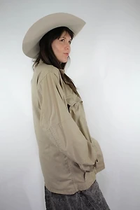 Vintage Khaki Military Button Down Jacket Selected By Moons + Junes Vintage