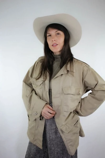 Vintage Khaki Military Button Down Jacket Selected By Moons + Junes Vintage