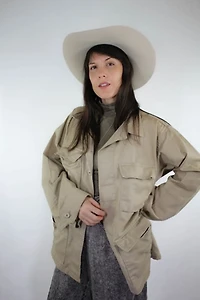 Vintage Khaki Military Button Down Jacket Selected By Moons + Junes Vintage