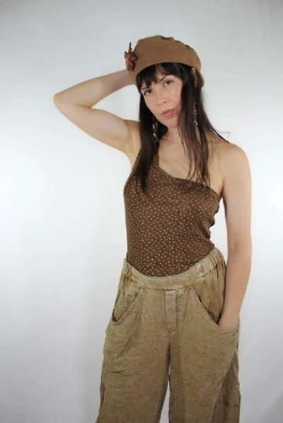 Y2K Sheer Polka Dot One-Shoulder Asymmetrical Top Selected By Moons + Junes Vintage